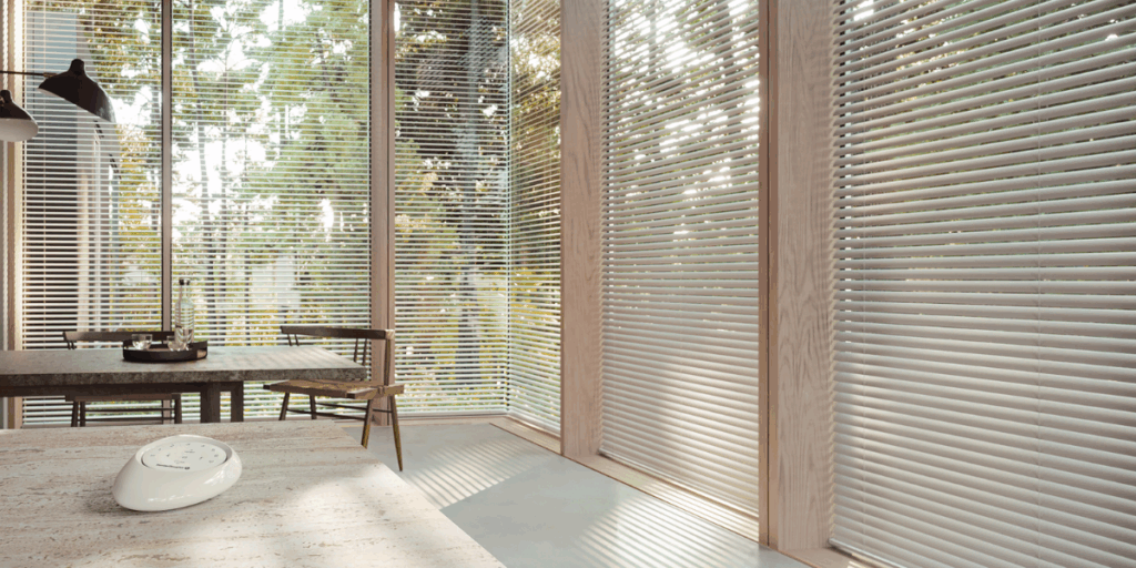 Custom window treatments installed in large windows