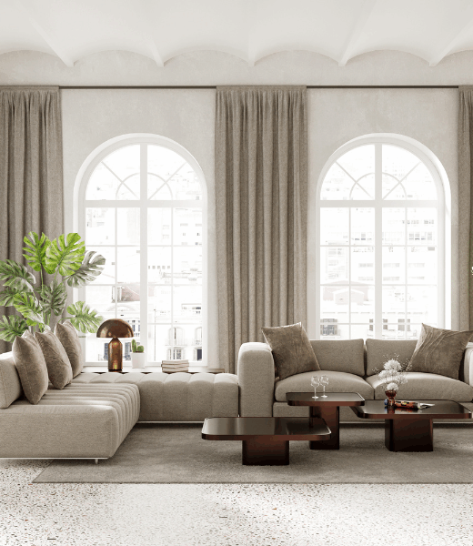 Luxury soft treatments for living rooms, bedrooms, and other interior spaces.