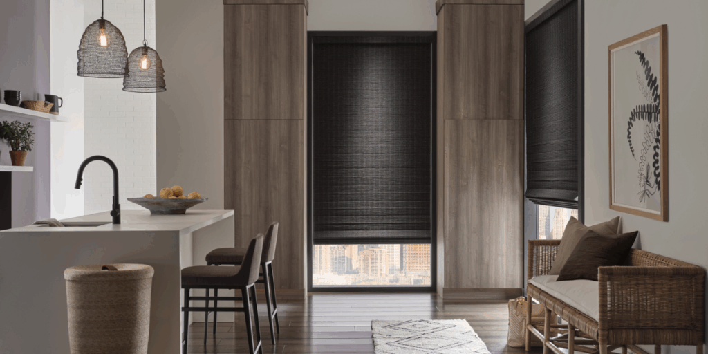 Room Darkening Window Shades in a residential kitchen