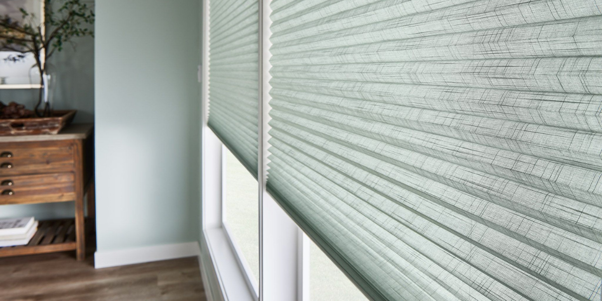 Heat blocking shades in a living room window
