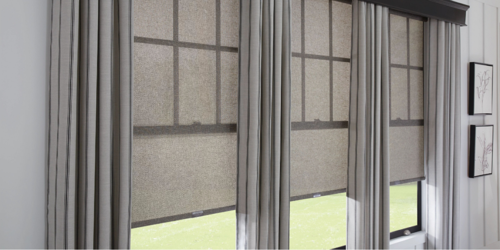 Roller shades in a St. Louis home, installed by Show Me Blinds and Shutters in Kirkwood, MO.