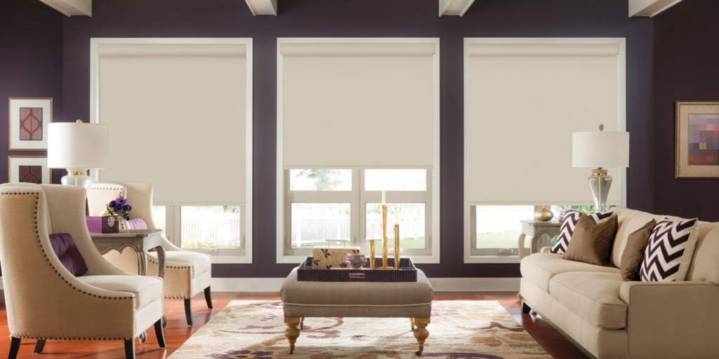 Roller shades in St. Louis, professionally installed by Show Me Blinds and Shutters.